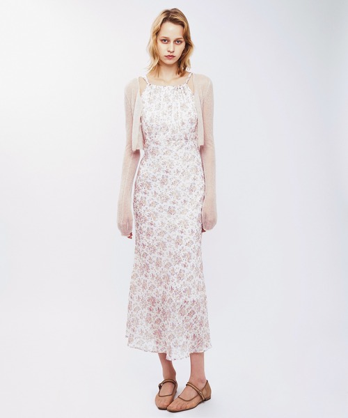 ME COUTURE（ミークチュール）の「フルールラメシフォンキャミドレス（ワンピース・レディース・イエロー/ピンク・1/0/00）」の4枚目の写真