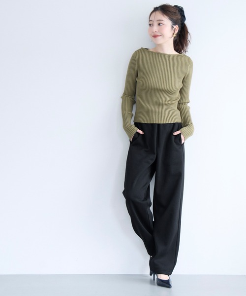 coca(coca)(コカ)の「【DAILY WARM】裏起毛カーブパンツ(スウェットパンツ・レディース・ブラック/ネイビー/レッド・L/M)」の7枚目の写真