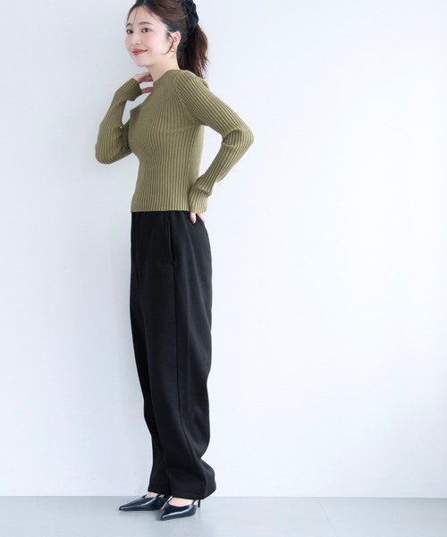 coca(coca)(コカ)の「【DAILY WARM】裏起毛カーブパンツ(スウェットパンツ・レディース・ブラック/ネイビー/レッド・L/M)」の8枚目の写真