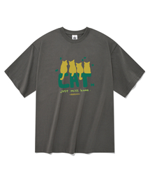 キャット半袖Tシャツグレー