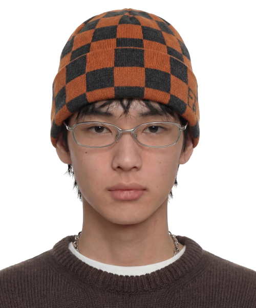 UNDERCONTROL(アンダーコントロール)の「冬 チェック ビーニー / チェッカーボード / オールドブリック(ニットキャップ/ビーニー・メンズ・その他・FREE)」の1枚目の写真