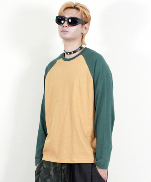 DEMARC(ドゥマーク)の「ラグラン配色無地長袖Tシャツカーキ&マスタード(Tシャツ/カットソー・メンズ・その他・MEDIUM/LARGE)」の5枚目の写真