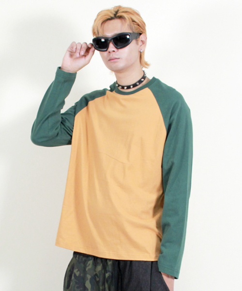 DEMARC(ドゥマーク)の「ラグラン配色無地長袖Tシャツカーキ&マスタード(Tシャツ/カットソー・メンズ・その他・MEDIUM/LARGE)」の6枚目の写真