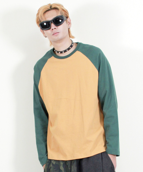 DEMARC(ドゥマーク)の「ラグラン配色無地長袖Tシャツカーキ&マスタード(Tシャツ/カットソー・メンズ・その他・MEDIUM/LARGE)」の7枚目の写真