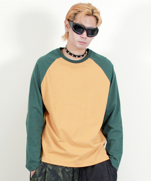 DEMARC(ドゥマーク)の「ラグラン配色無地長袖Tシャツカーキ&マスタード(Tシャツ/カットソー・メンズ・その他・MEDIUM/LARGE)」の9枚目の写真