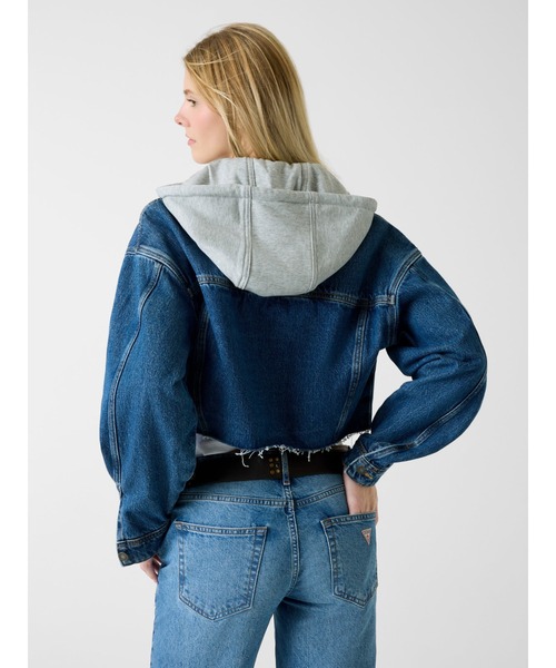 GUESS JEANS Cropped Hooded Trucker デニムジャケット | GUESS(ゲス