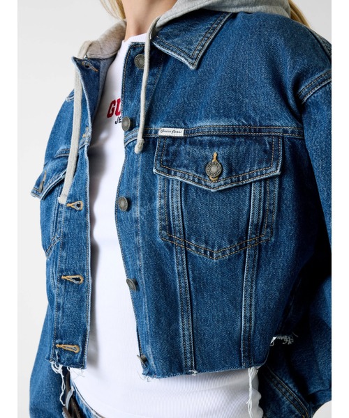 GUESS JEANS Cropped Hooded Trucker デニムジャケット | GUESS(ゲス