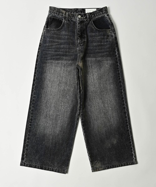 ADAM PATEK(アダムパテック)の「ADAMPATEK/velour dust wide pants/フロッキーデニムブラストワイドパンツ(デニムパンツ・メンズ・ブラウン/ブラック・1/2)」の5枚目の写真