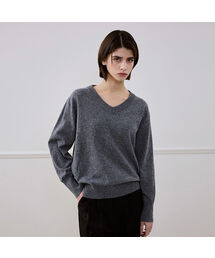 Wool Blended Vneck Knit [Charcoal]