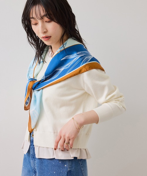 VIS（ビス）の「【美得】フリル襟ドッキングニットカーディガントップス（ニット/セーター・レディース・ダークブラウン/ライトグレー/オフホワイト/ブラック・FREE）」の12枚目の写真