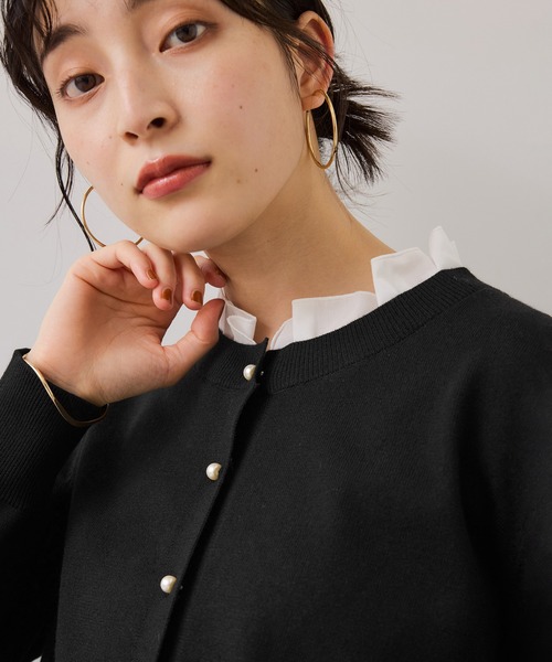 VIS（ビス）の「【美得】フリル襟ドッキングニットカーディガントップス（ニット/セーター・レディース・ダークブラウン/ライトグレー/オフホワイト/ブラック・FREE）」の18枚目の写真