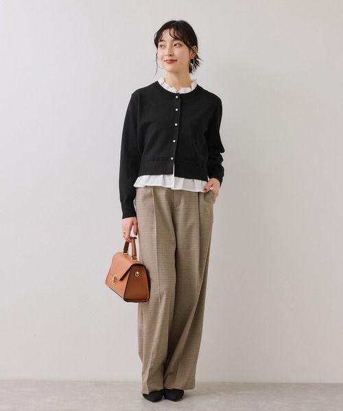 VIS（ビス）の「【美得】フリル襟ドッキングニットカーディガントップス（ニット/セーター・レディース・ダークブラウン/ライトグレー/オフホワイト/ブラック・FREE）」の20枚目の写真