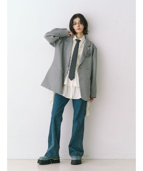 jouetie（ジュエティ）の「ラッフルヘムフリルチュニックシャツ（シャツ/ブラウス・レディース・ブルー/ブラック/アイボリー・MEDIUM）」の11枚目の写真