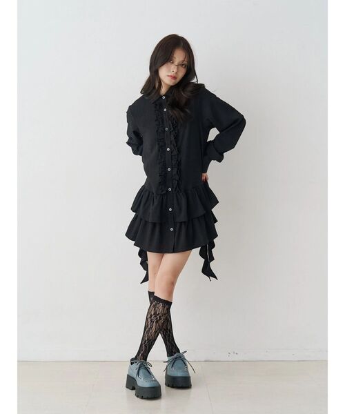 jouetie（ジュエティ）の「ラッフルヘムフリルチュニックシャツ（シャツ/ブラウス・レディース・ブルー/ブラック/アイボリー・MEDIUM）」の14枚目の写真