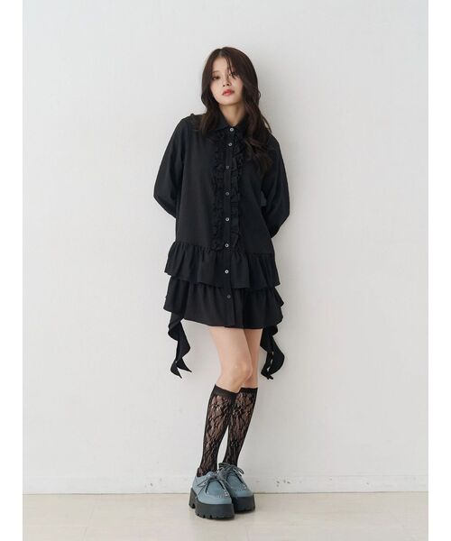 jouetie（ジュエティ）の「ラッフルヘムフリルチュニックシャツ（シャツ/ブラウス・レディース・ブルー/ブラック/アイボリー・MEDIUM）」の15枚目の写真