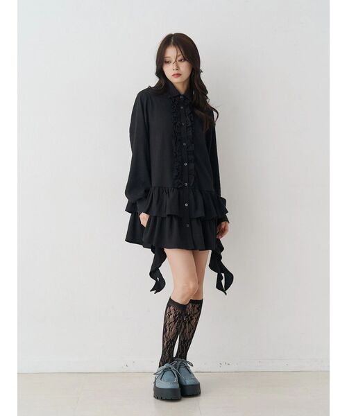 jouetie（ジュエティ）の「ラッフルヘムフリルチュニックシャツ（シャツ/ブラウス・レディース・ブルー/ブラック/アイボリー・MEDIUM）」の16枚目の写真