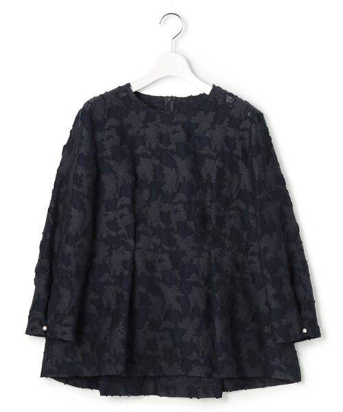 23区 S(ニジュウサンクチイサイサイズ)の「ボタニカル カットジャガード ペプラムブラウス(シャツ/ブラウス・レディース・ネイビー系/ホワイト系・32)」の12枚目の写真