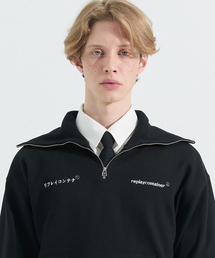 double logo long half zipup mtm (black)