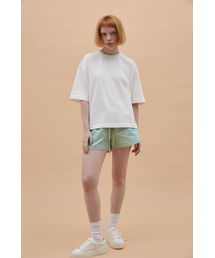 WハーフスリーブロゴワイドTシャツホワイト