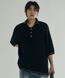 VONVAT（ヴォンバト）の「プルオーバーポイントカラーショットニット(ブラック)（Tシャツ/カットソー）」