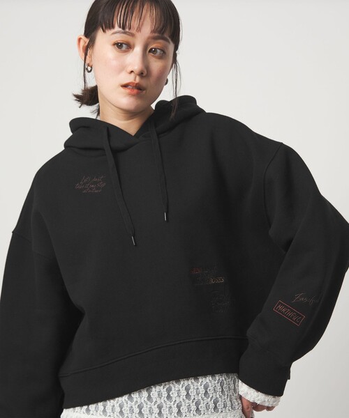 green label relaxing（グリーンレーベルリラクシング）の「【WEB限定】＜at ease＞エンブロイダリ― フーディ―（パーカー・レディース・ライトグレー/ブラック・FREE）」の11枚目の写真