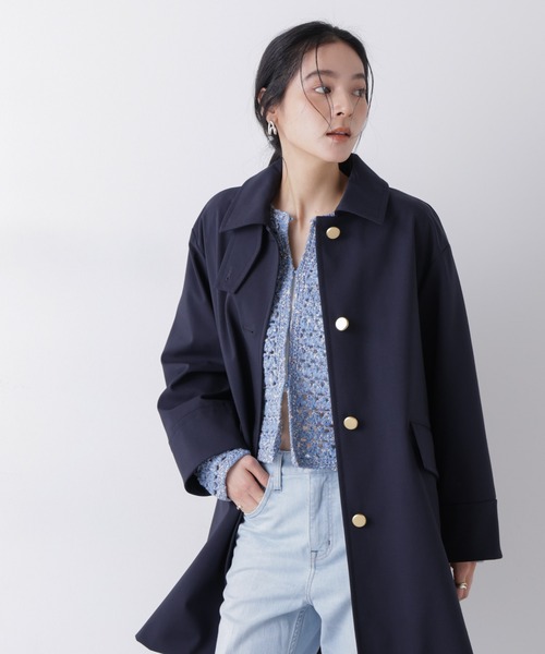 NANO universe（ナノユニバース）の「ボンディングステンカラーコート（ステンカラーコート・レディース・ベージュ/ネイビー・S/M）」の3枚目の写真