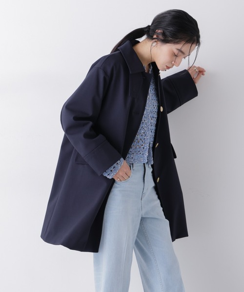 NANO universe（ナノユニバース）の「ボンディングステンカラーコート（ステンカラーコート・レディース・ベージュ/ネイビー・S/M）」の4枚目の写真