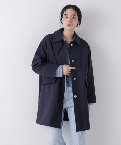 NANO universe（ナノユニバース）の「ボンディングステンカラーコート（ステンカラーコート・レディース・ベージュ/ネイビー・S/M）」の5枚目の写真