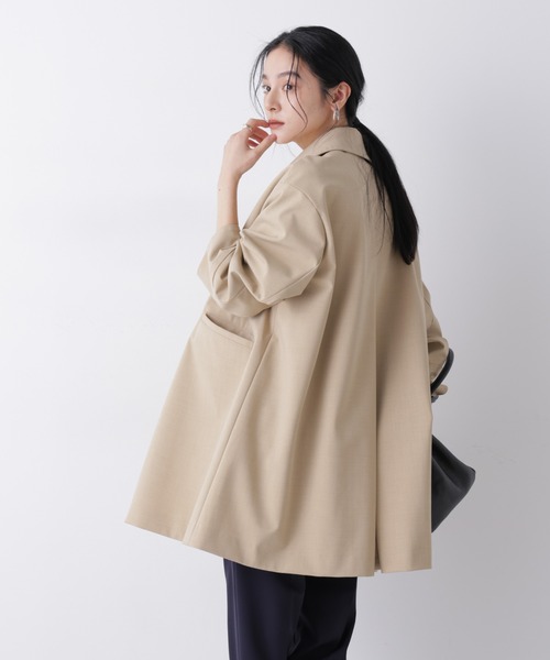 NANO universe（ナノユニバース）の「ボンディングステンカラーコート（ステンカラーコート・レディース・ベージュ/ネイビー・S/M）」の17枚目の写真