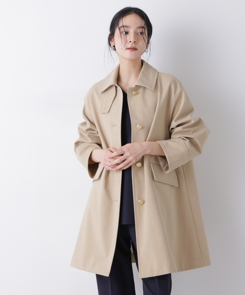 NANO universe（ナノユニバース）の「ボンディングステンカラーコート（ステンカラーコート・レディース・ベージュ/ネイビー・S/M）」の15枚目の写真