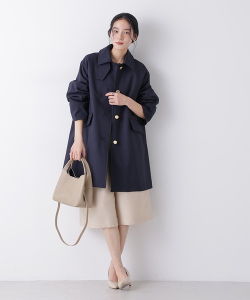 NANO universe（ナノユニバース）の「ボンディングステンカラーコート（ステンカラーコート・レディース・ベージュ/ネイビー・S/M）」の11枚目の写真