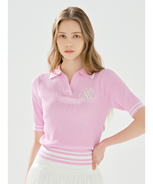 シグニチャーケーブルカラー ニット PINK