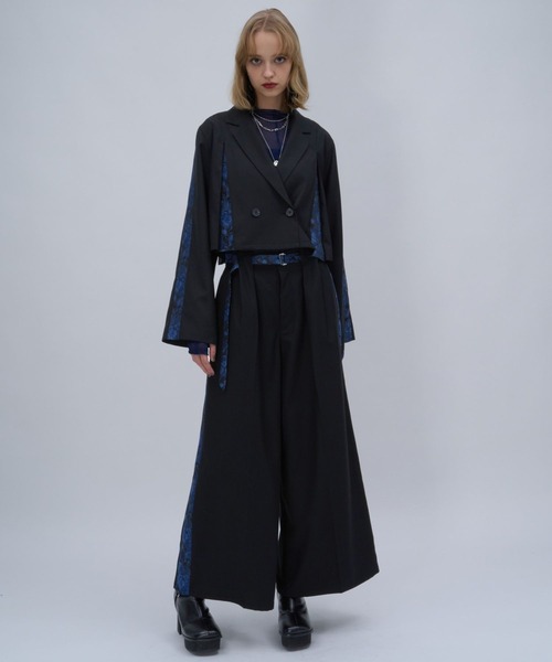 HARE（ハレ）の「ジャガードラインキリカエワイドパンツ(HARE)（スラックス・レディース・ブラック/ホワイト・FREE）」の5枚目の写真