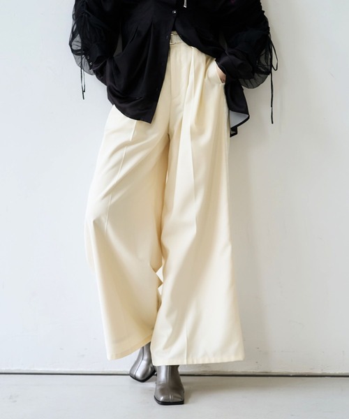 HARE（ハレ）の「ジャガードラインキリカエワイドパンツ(HARE)（スラックス・レディース・ブラック/ホワイト・FREE）」の8枚目の写真