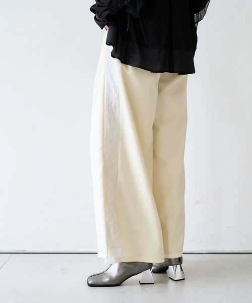 HARE（ハレ）の「ジャガードラインキリカエワイドパンツ(HARE)（スラックス・レディース・ブラック/ホワイト・FREE）」の10枚目の写真