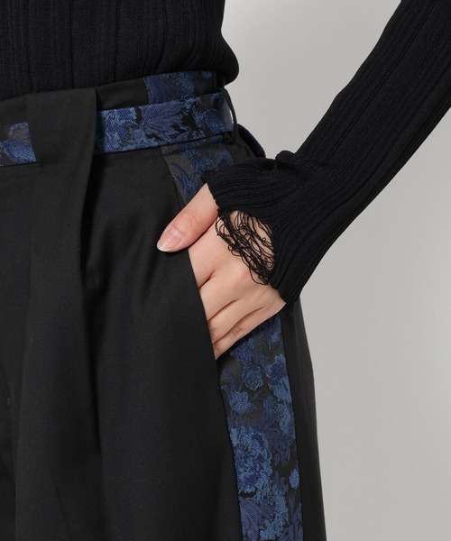 HARE（ハレ）の「ジャガードラインキリカエワイドパンツ(HARE)（スラックス・レディース・ブラック/ホワイト・FREE）」の18枚目の写真