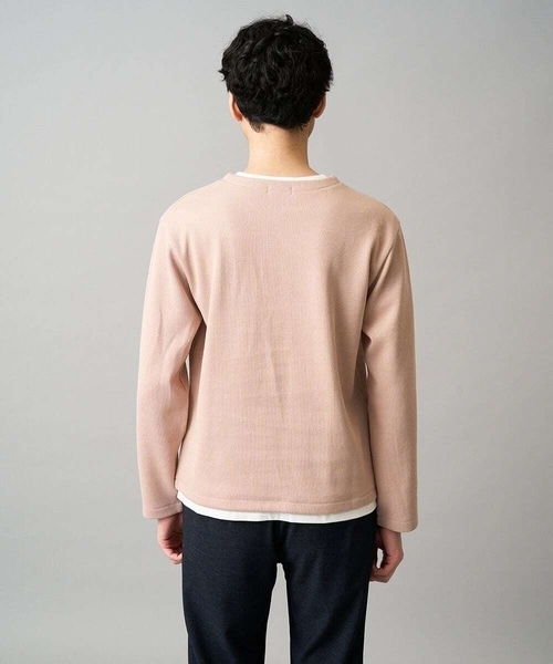 a.v.v(アーヴェヴェ)の「【イージーケア/洗濯機で洗える】畔裏起毛フェイクレイヤードカットソー(Tシャツ/カットソー・メンズ・ピンク/ライトグレー/ダークインディゴブルー/ミント・46/50/48)」の7枚目の写真
