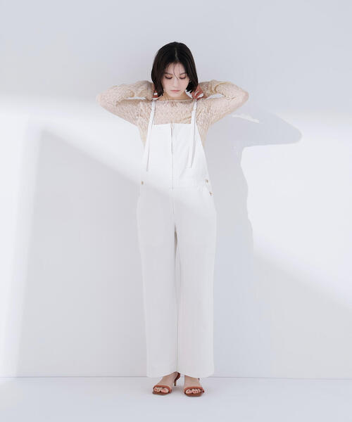 NATURAL BEAUTY BASIC(ナチュラルビューティーベーシック)の「◇デニムオールインワン(つなぎ/オールインワン・レディース・オフホワイト/ダークブルー・FREE)」の6枚目の写真