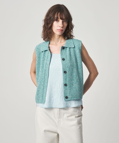Steven Alan(スティーブンアラン)の「<Steven Alan>ブークレヤーン ポロカラー ニット ベスト(ニット/セーター・レディース・ターコイズブルー/イエロー・FREE)」の3枚目の写真