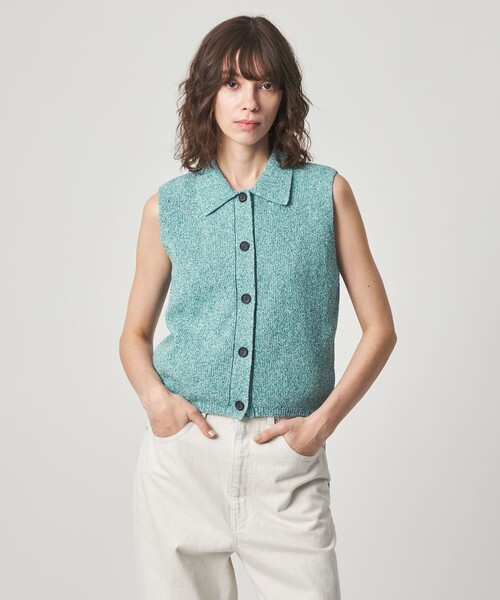 Steven Alan(スティーブンアラン)の「<Steven Alan>ブークレヤーン ポロカラー ニット ベスト(ニット/セーター・レディース・ターコイズブルー/イエロー・FREE)」の5枚目の写真