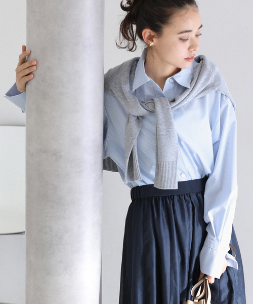 La TOTALITE（ラトータリテ）の「【洗える】スリットカフスシャツ（シャツ/ブラウス・レディース・ブルー/ホワイト/イエロー・FREE）」の8枚目の写真