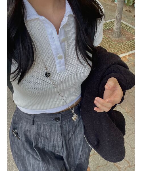 HIGH SCHOOL DISCO(ハイスクールディスコ)の「See Through PK Shirt_White(ポロシャツ・レディース・その他・FREE)」の8枚目の写真