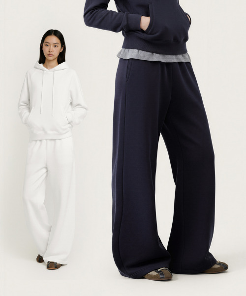 BUTTON SEOUL（ボタンソウル）の「[ウィメンズ] コットンエアフィットワイドスウェットパンツ (3カラー)（スウェットパンツ・レディース・ミックスグレー/ネイビー/ホワイト・SMALL/MEDIUM/LARGE）」の5枚目の写真