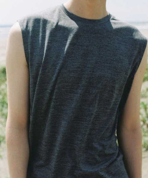 LIDNM（リドム）の「MERINO WOOL SLEEVELESS TEE（Tシャツ/カットソー・メンズ・ブラック/ヘザーグレー・LARGE/MEDIUM/SMALL）」の5枚目の写真