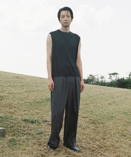 LIDNM（リドム）の「MERINO WOOL SLEEVELESS TEE（Tシャツ/カットソー・メンズ・ブラック/ヘザーグレー・LARGE/MEDIUM/SMALL）」の6枚目の写真