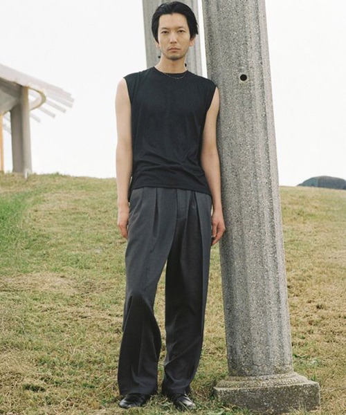 LIDNM（リドム）の「MERINO WOOL SLEEVELESS TEE（Tシャツ/カットソー・メンズ・ブラック/ヘザーグレー・LARGE/MEDIUM/SMALL）」の8枚目の写真