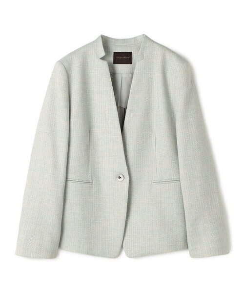 TOMORROWLAND collection（トゥモローランドコレクション）の「フラットテープ キザミカラージャケット（ノーカラージャケット・レディース・ライトグリーン/ブルー系その他・36/38）」の2枚目の写真