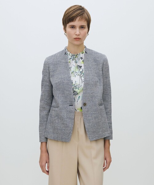 TOMORROWLAND collection（トゥモローランドコレクション）の「フラットテープ キザミカラージャケット（ノーカラージャケット・レディース・ライトグリーン/ブルー系その他・36/38）」の7枚目の写真