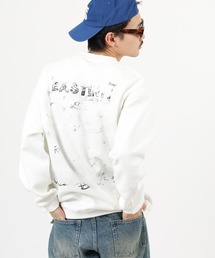 FUNALIVE（ファンアライブ）の「ABETTOR 「EASTERN」ロゴ汚しプリントデザインスウェットクルーハイクオリティー※数量限定（スウェット）」