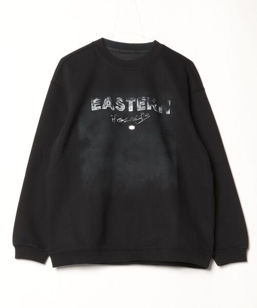 FUNALIVE(ファンアライブ)の「ABETTOR 「EASTERN」ロゴ汚しプリントデザインスウェットクルーハイクオリティー※数量限定(スウェット・メンズ・アイボリー/ブラック・XL/L/M)」の1枚目の写真